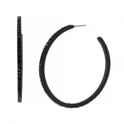 SteveMadden All New RHINESTONE HOOP EARRINGS BLACK