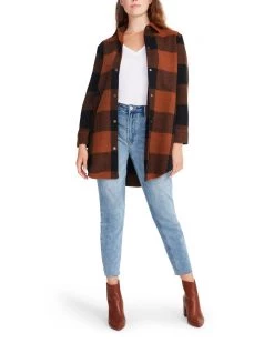 SteveMadden ELDRIDGE PLAID COAT TAN MULTI