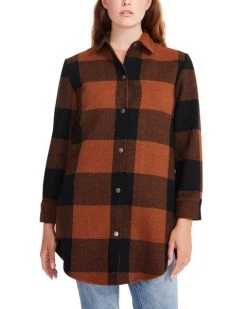SteveMadden ELDRIDGE PLAID COAT TAN MULTI