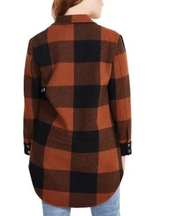 SteveMadden ELDRIDGE PLAID COAT TAN MULTI