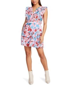 SteveMadden All New ON THE RUFFLE DRESS PINK MULTI