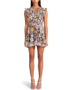SteveMadden All New KNOW YOUR FLOWER DRESS BLACK MULTI