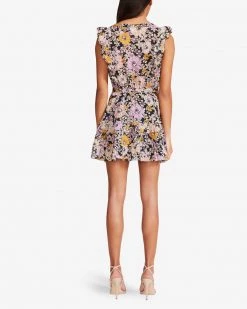 SteveMadden All New KNOW YOUR FLOWER DRESS BLACK MULTI