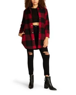 SteveMadden Shop All ELDRIDGE PLAID COAT RED
