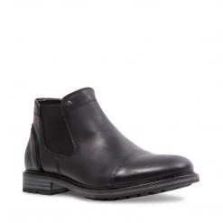 SteveMadden MEN'S SHOES BOAZ BLACK LEATHER