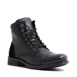 SteveMadden MEN'S SHOES UPWOOD BLACK LEATHER