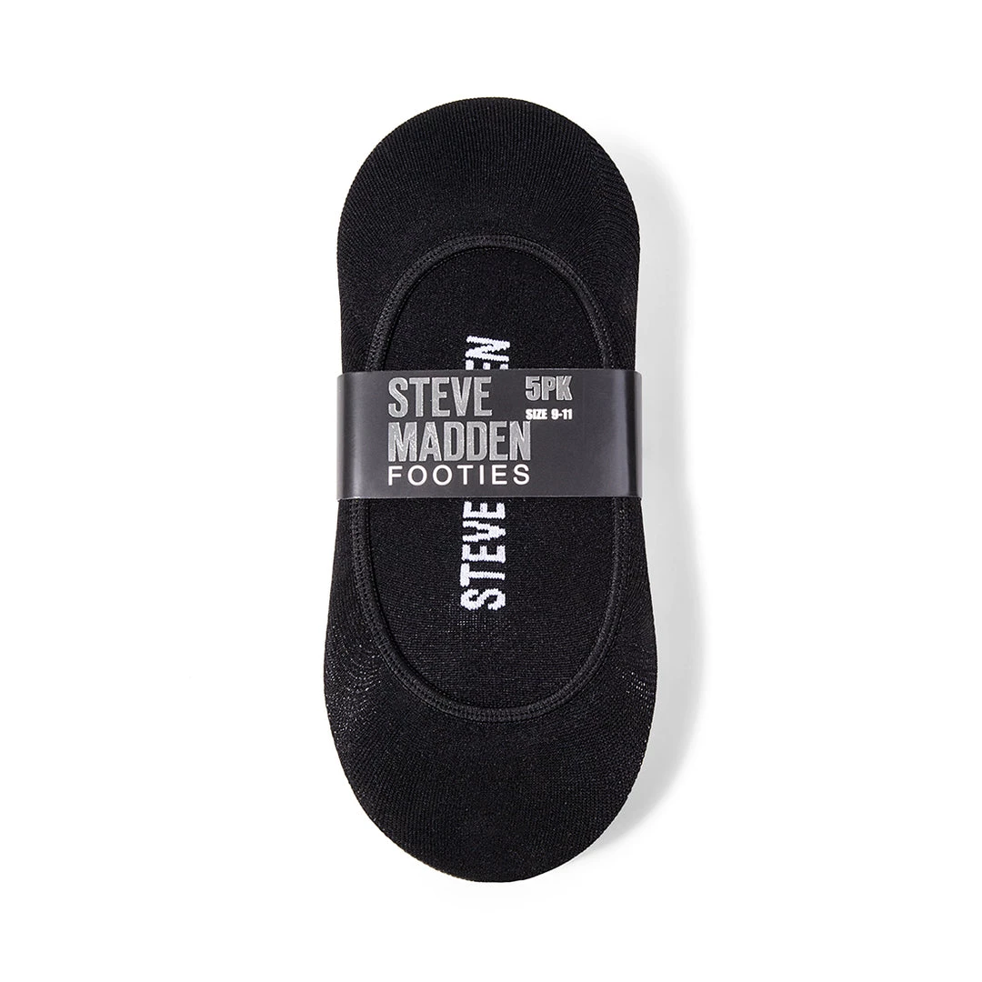 SteveMadden Socks & Shoe Care 5PK WOMEN'S BLACK/WHITE FOOTIE SOCKS 1 SteveMadden Socks & Shoe Care 5PK WOMEN'S BLACK/WHITE FOOTIE SOCKS