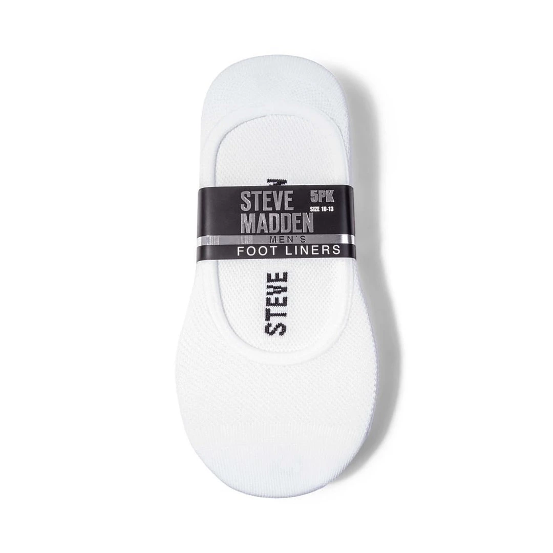 SteveMadden MEN'S SHOES 5PK MEN'S WHITE FOOT LINERS 1 SteveMadden MEN'S SHOES 5PK MEN'S WHITE FOOT LINERS